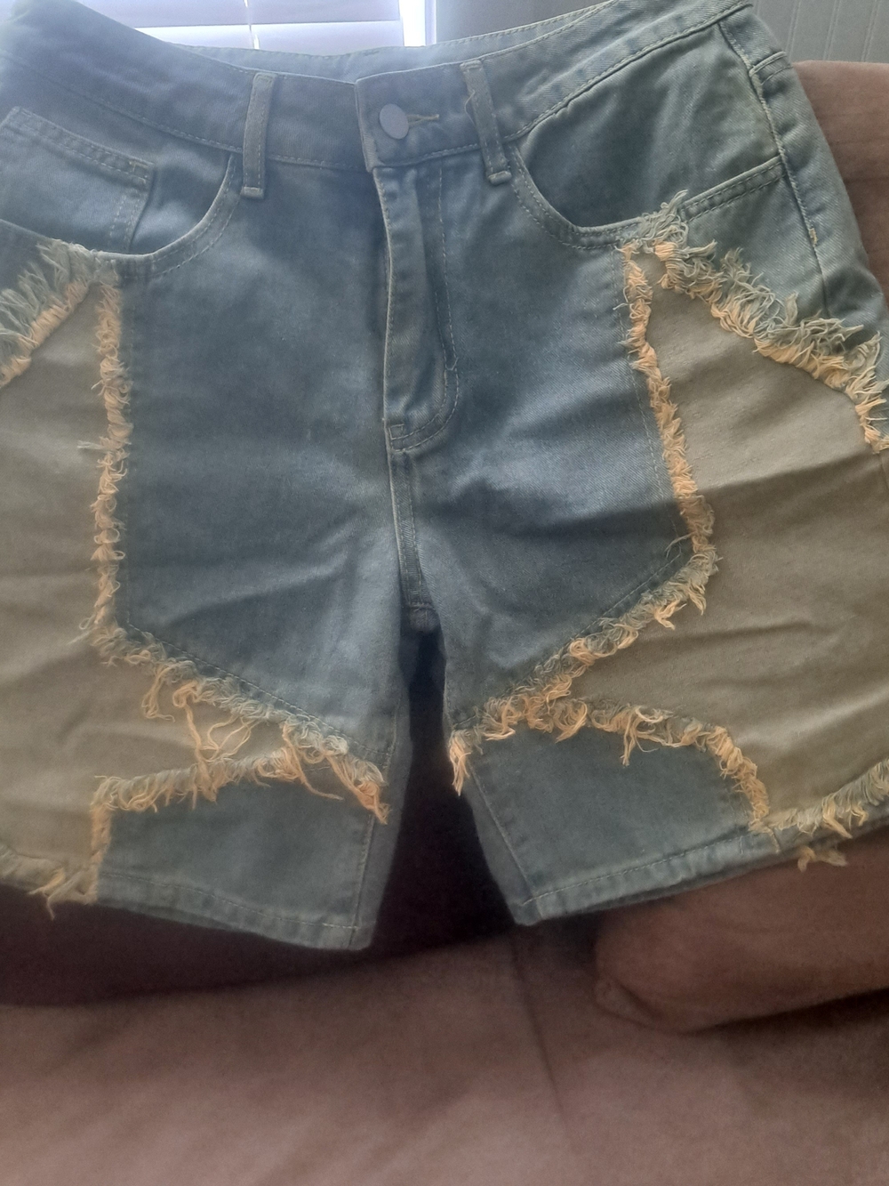 ROMWE Blue High-Rise Denim Shorts